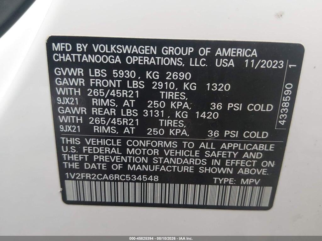 1V2FR2CA6RC534548 2024 VOLKSWAGEN ATLAS photo no. 9