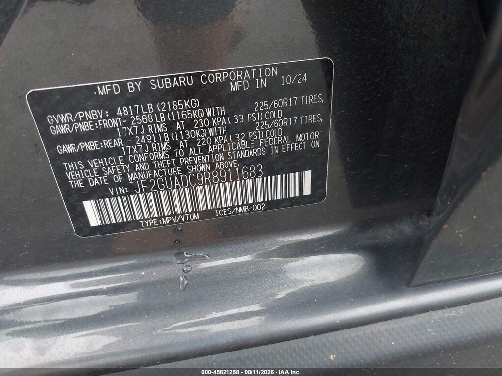 JF2GUADC9R8911683 2024 SUBARU CROSSTREK photo no. 9