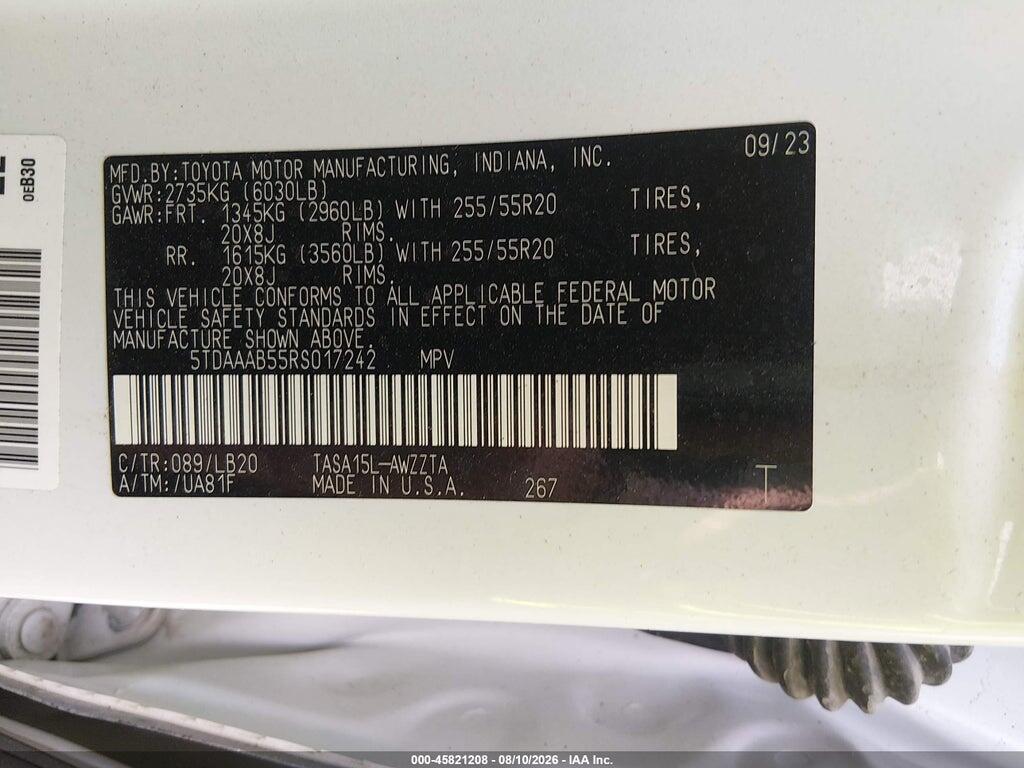 5TDAAAB55RS017242 2024 TOYOTA GRAND HIGHLANDER photo no. 9