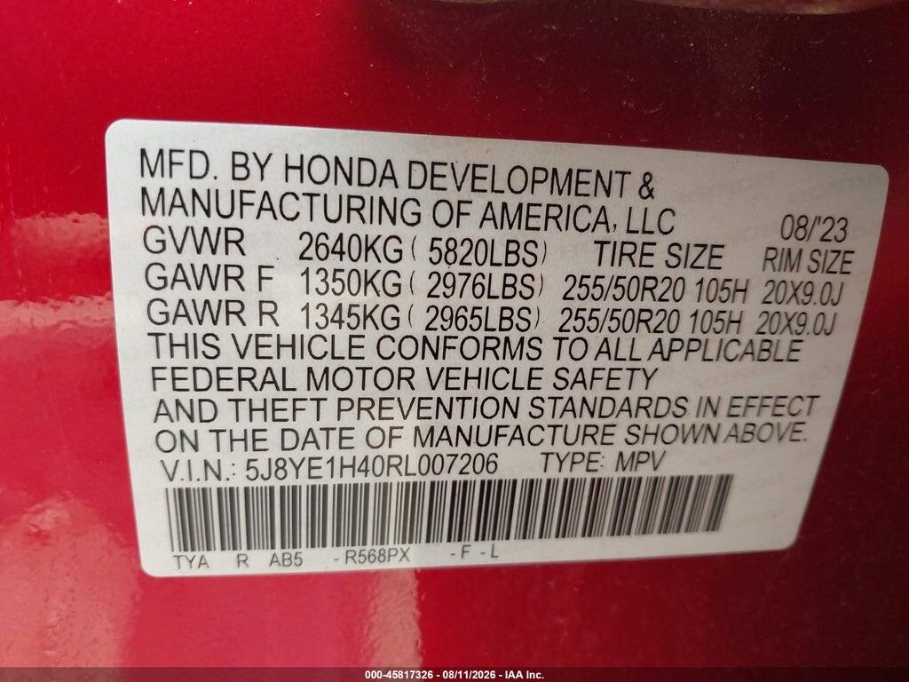 5J8YE1H40RL007206 2024 ACURA MDX photo no. 9
