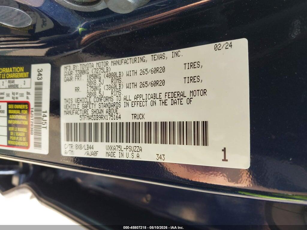 5TFMA5DB9RX175164 2024 TOYOTA TUNDRA photo no. 9