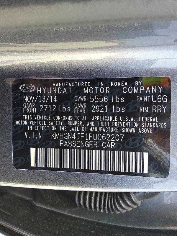 2015 HYUNDAI GENESIS 5.0L — Фото 12 из 12
