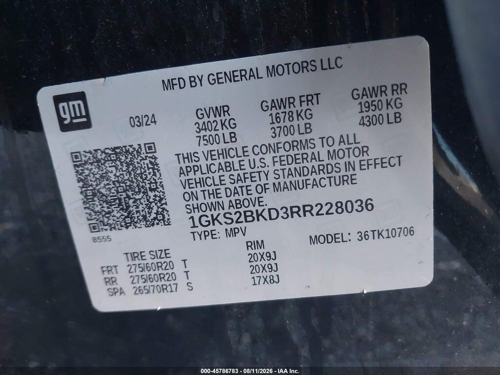 1GKS2BKD3RR228036 2024 GMC YUKON photo no. 9