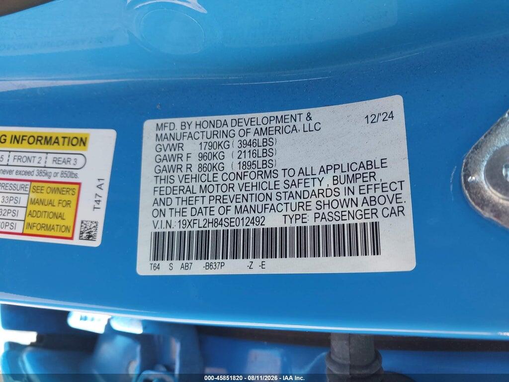 19XFL2H84SE012492 2025 HONDA CIVIC SEDAN photo no. 9