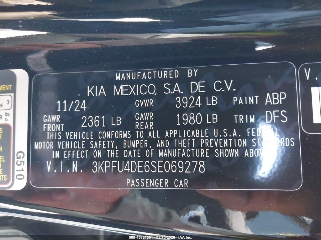3KPFU4DE6SE069278 2025 KIA K4 photo no. 9