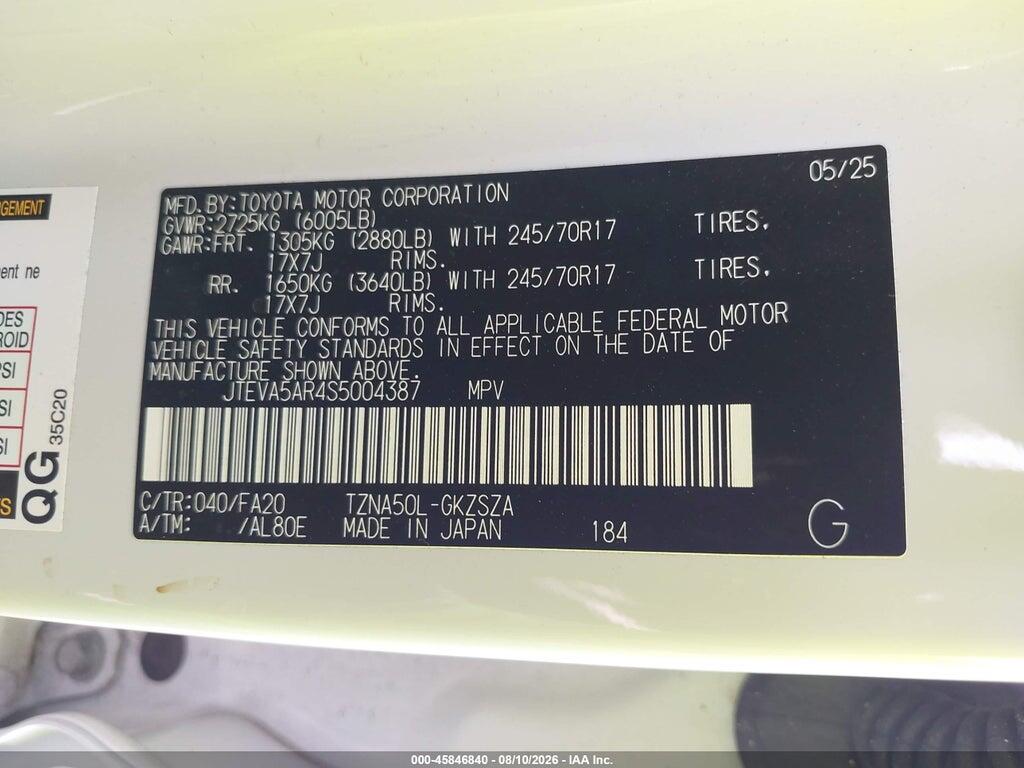 JTEVA5AR4S5004387 2025 TOYOTA 4RUNNER photo no. 9