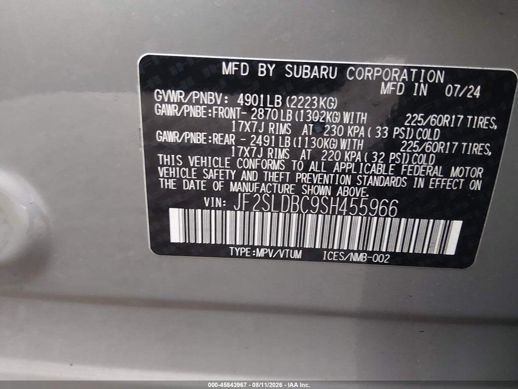 JF2SLDBC9SH455966 2025 SUBARU FORESTER photo no. 9
