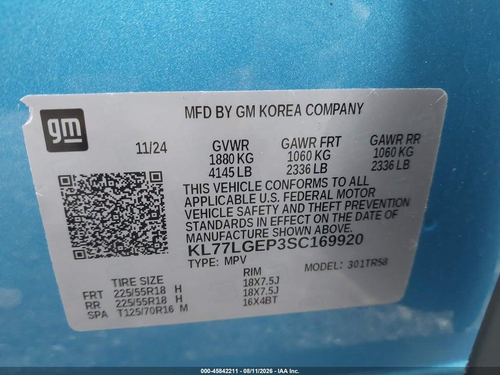 KL77LGEP3SC169920 2025 CHEVROLET TRAX photo no. 9