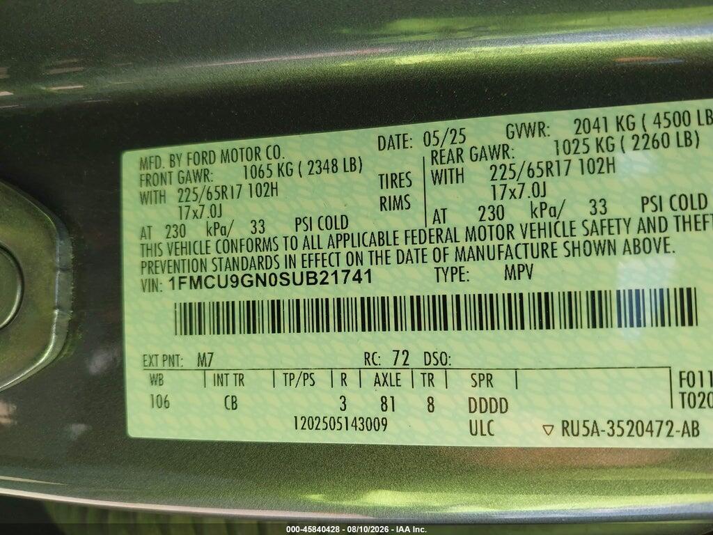 1FMCU9GN0SUB21741 2025 FORD ESCAPE photo no. 9