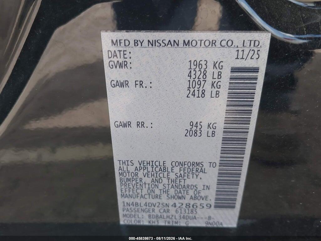 1N4BL4DV2SN428659 2025 NISSAN ALTIMA photo no. 9