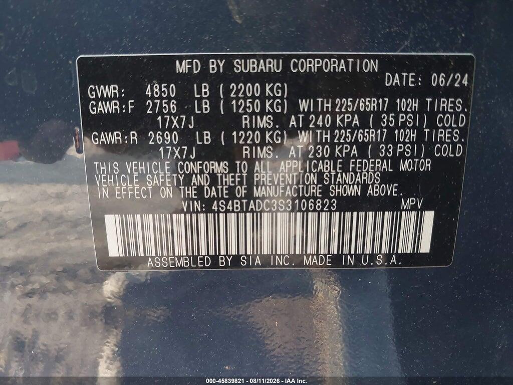 4S4BTADC3S3106823 2025 SUBARU OUTBACK photo no. 9