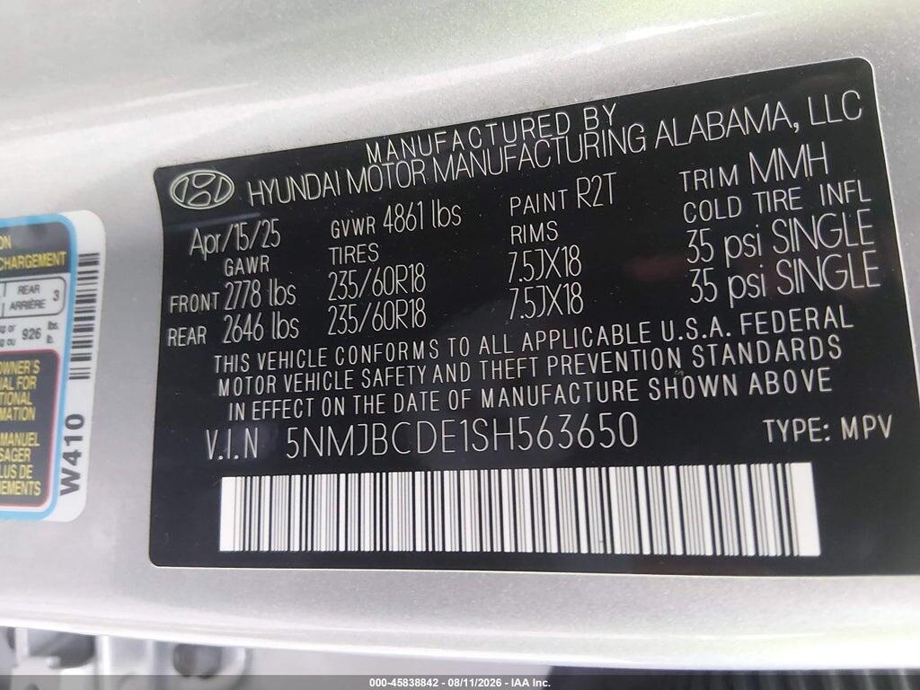 5NMJBCDE1SH563650 2025 HYUNDAI TUCSON photo no. 9