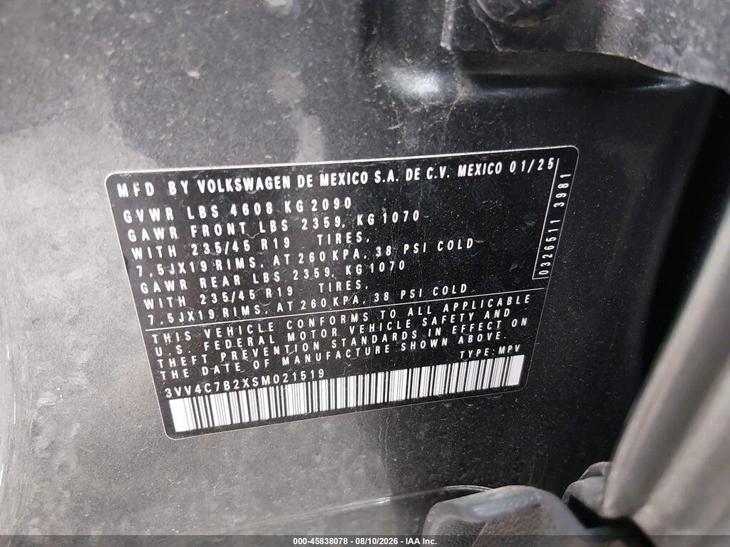 3VV4C7B2XSM021519 2025 VOLKSWAGEN TAOS photo no. 9