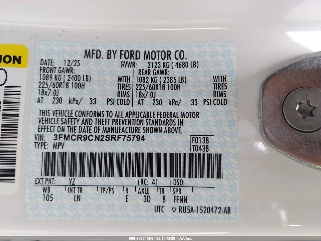 3FMCR9CN2SRF75794 2025 FORD BRONCO SPORT photo no. 9