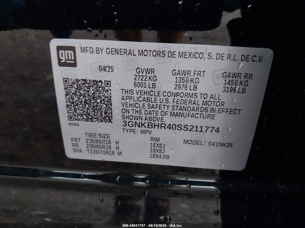 3GNKBHR40SS211774 2025 CHEVROLET BLAZER photo no. 9