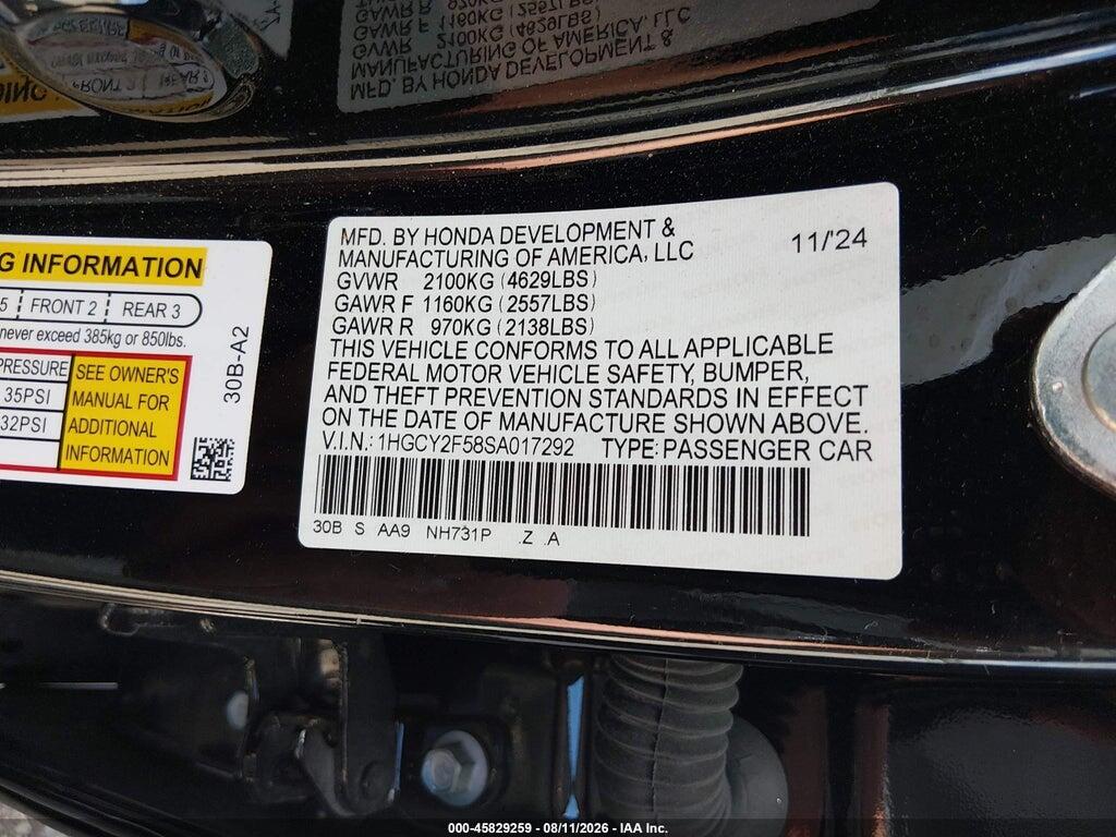 1HGCY2F58SA017292 2025 HONDA ACCORD HYBRID photo no. 9
