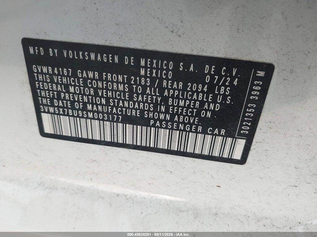 3VW5X7BU9SM003177 2025 VOLKSWAGEN JETTA photo no. 9