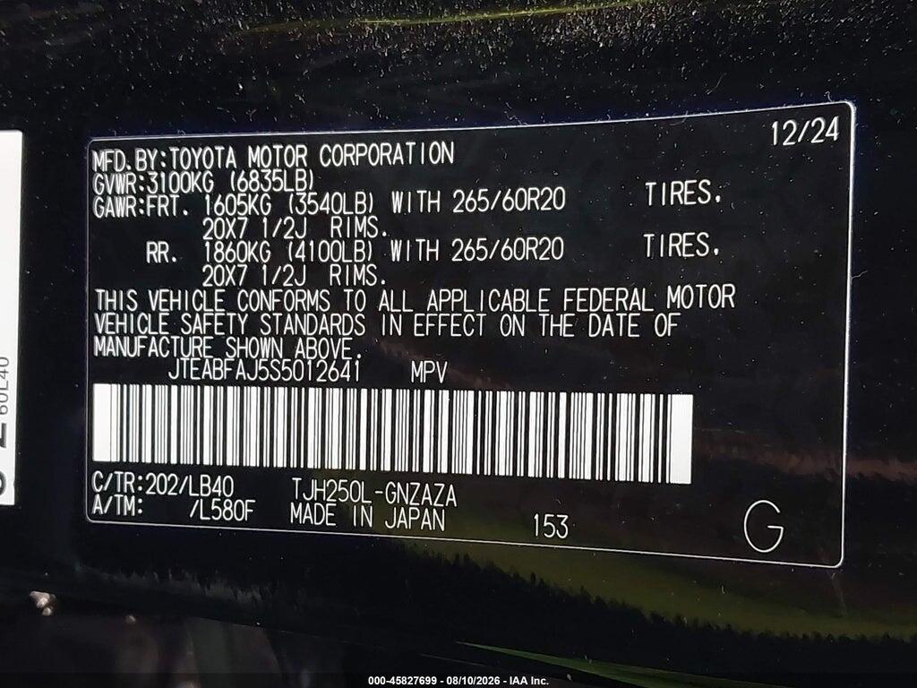 JTEABFAJ5S5012641 2025 TOYOTA LAND CRUISER photo no. 9