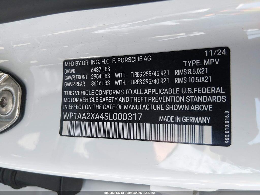 WP1AA2XA4SL000317 2025 PORSCHE MACAN ELECTRIC photo no. 9