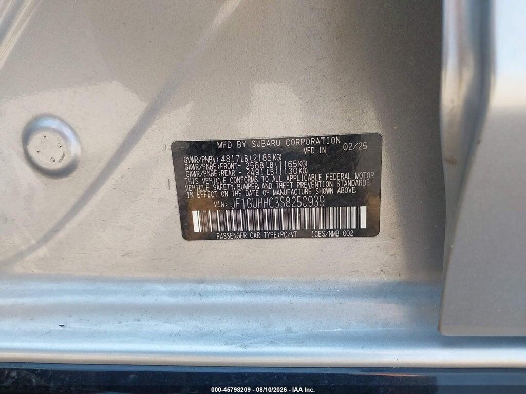 JF1GUHHC3S8250939 2025 SUBARU IMPREZA photo no. 9
