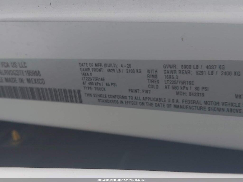 3C6LRVDG3TE195988 2026 RAM PROMASTER 2500 photo no. 9