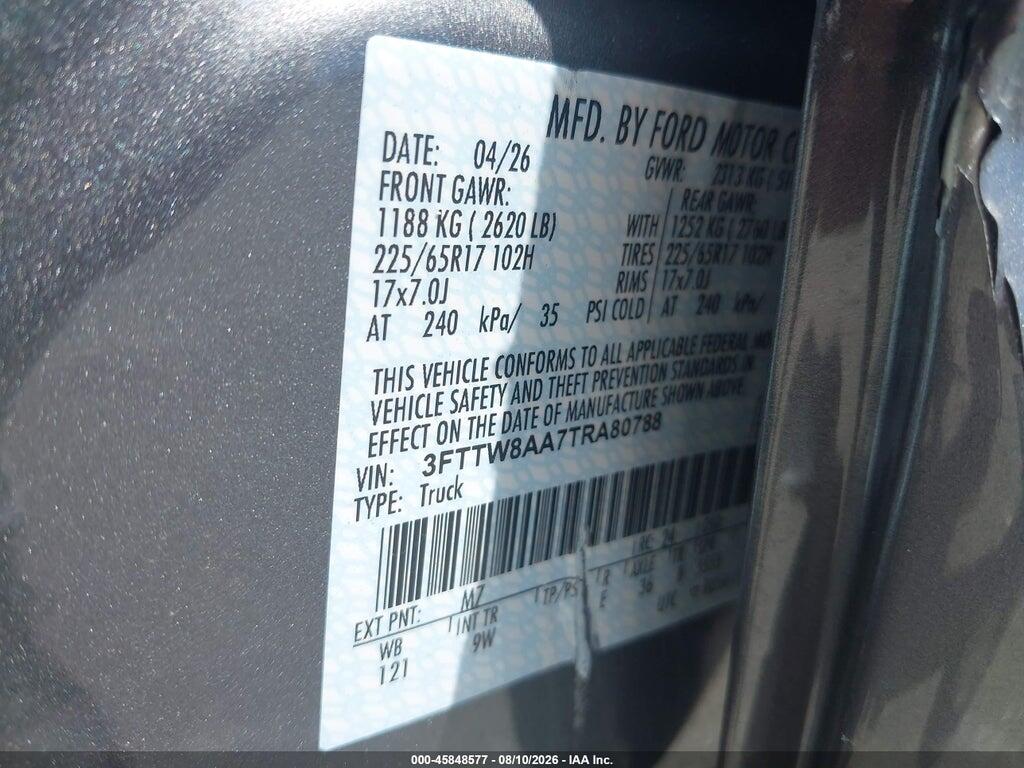 3FTTW8AA7TRA80788 2026 FORD MAVERICK photo no. 9