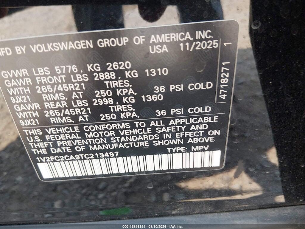 1V2FC2CA9TC213497 2026 VOLKSWAGEN ATLAS CROSS SPORT photo no. 9