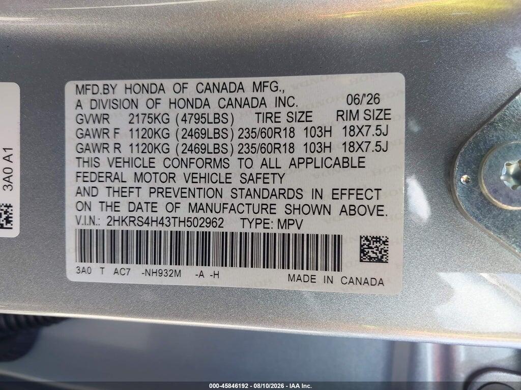 2HKRS4H43TH502962 2026 HONDA CR-V photo no. 9