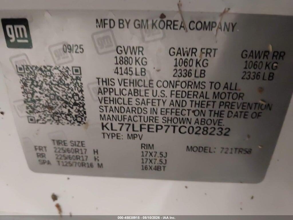 KL77LFEP7TC028232 2026 CHEVROLET TRAX photo no. 9