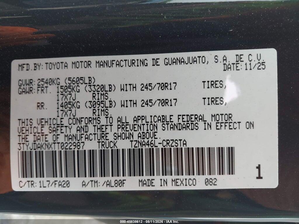 3TYJDAKNXTT022987 2026 TOYOTA TACOMA photo no. 9