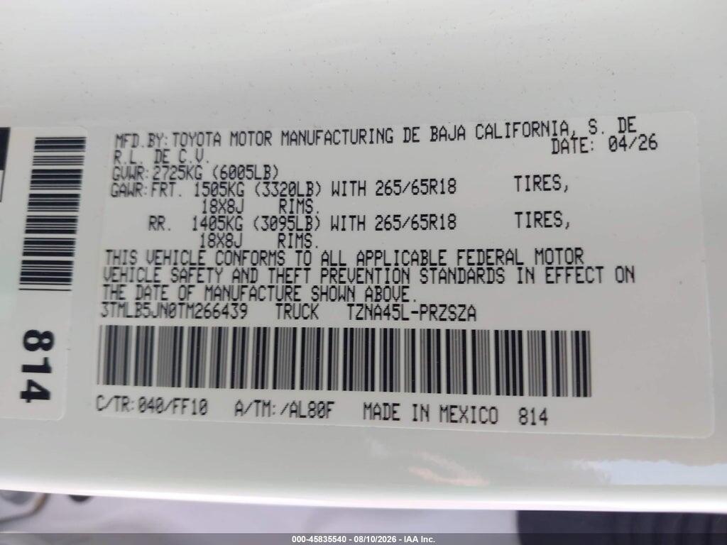 3TMLB5JN0TM266439 2026 TOYOTA TACOMA photo no. 9