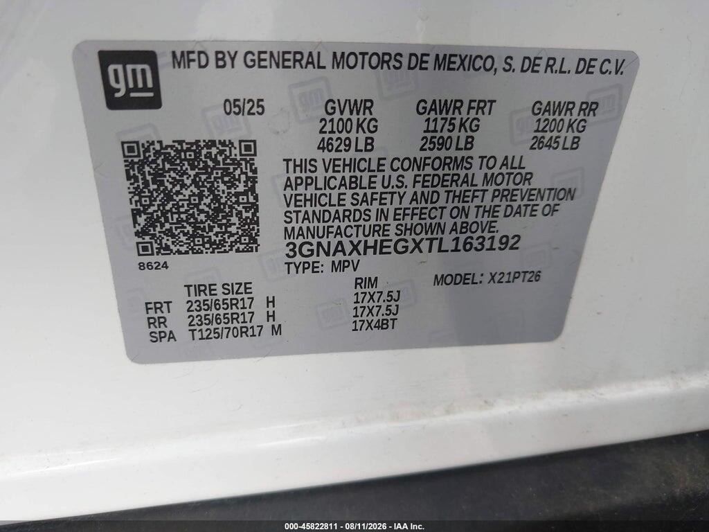 3GNAXHEGXTL163192 2026 CHEVROLET EQUINOX photo no. 9