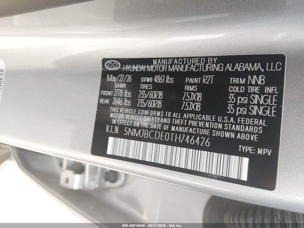 5NMJBCDE0TH746426 2026 HYUNDAI TUCSON photo no. 9