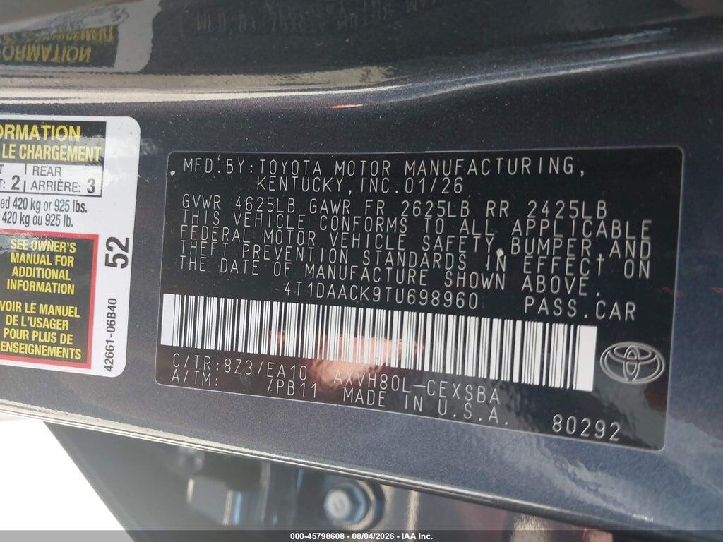 4T1DAACK9TU698960 2026 TOYOTA CAMRY photo no. 9
