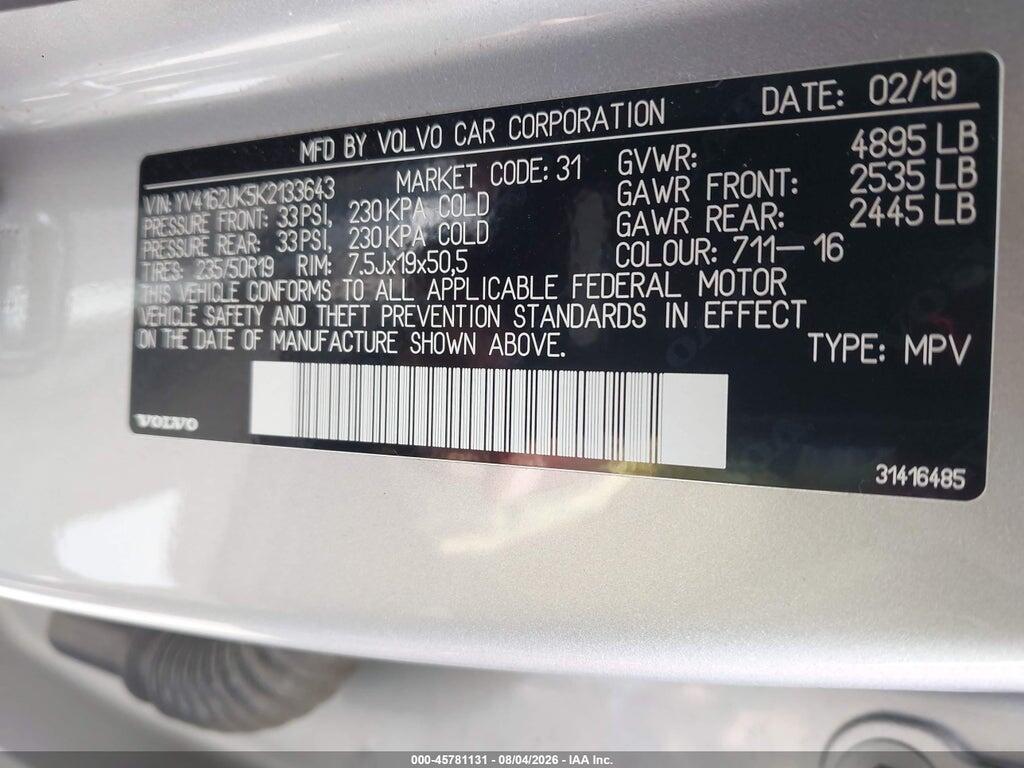 YV4162UK5K2133643 2019 VOLVO XC40 photo no. 9