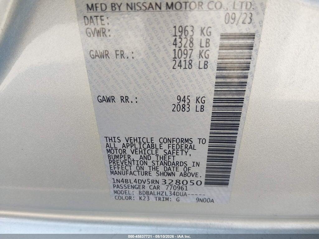 1N4BL4DV5RN328050 2024 NISSAN ALTIMA photo no. 9