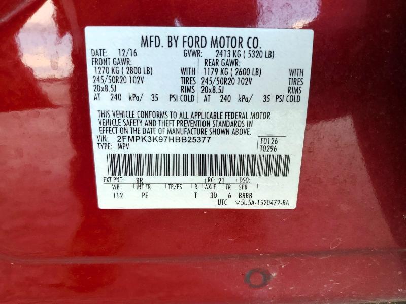 2017 FORD EDGE TITANIUM — Фото 12 из 12