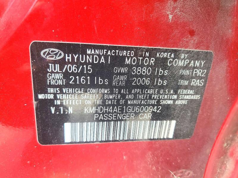 2016 HYUNDAI ELANTRA SE — Фото 12 из 12