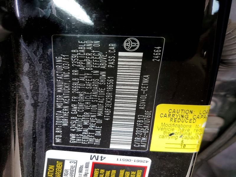 4T4BF3EK2BR186561 2011 TOYOTA CAMRY photo no. 12