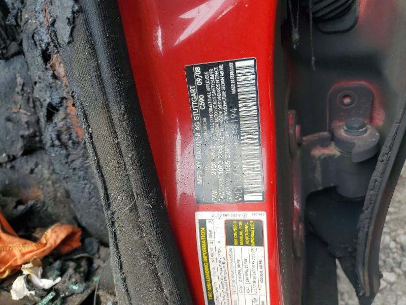 WDDGF81X69F248194 2009 MERCEDES-BENZ C photo no. 12