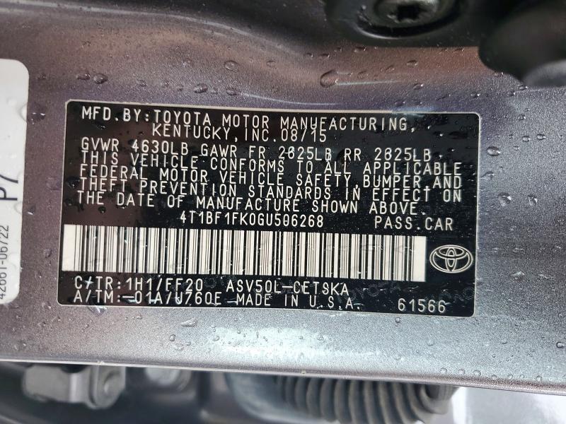 2016 TOYOTA CAMRY SE — Фото 12 из 12