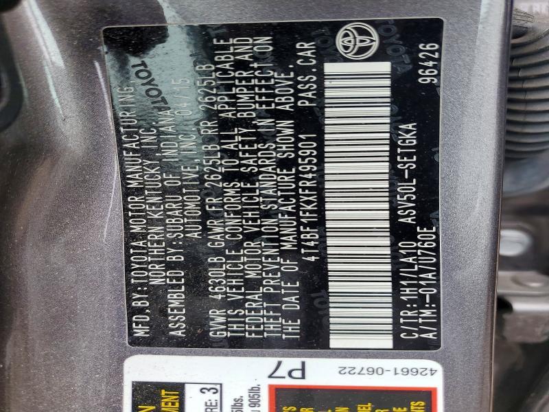 2015 TOYOTA CAMRY XLE — Фото 12 из 12