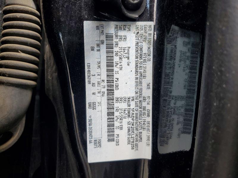 1FADP3K20EL278258 2014 FORD FOCUS photo no. 12