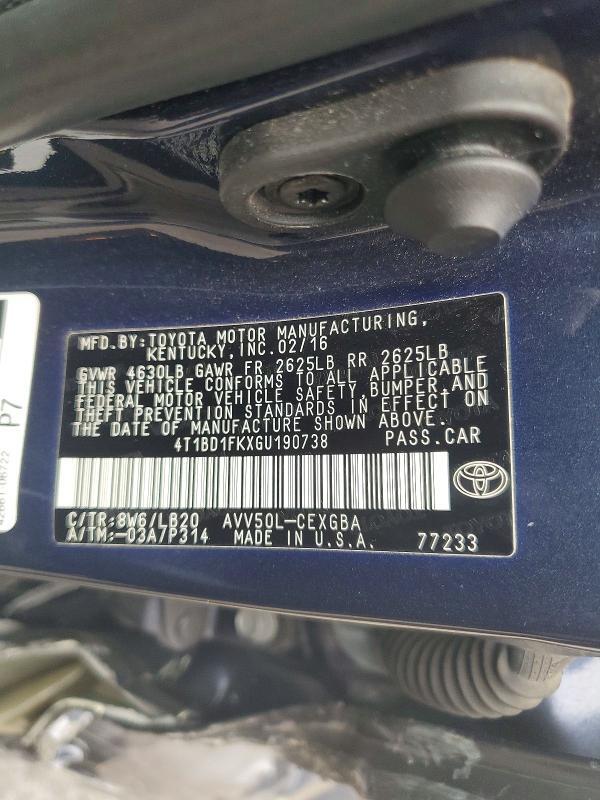 2016 TOYOTA CAMRY HYBRID XLE — Фото 12 из 12