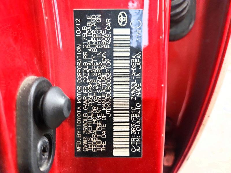 JTDKN3DU8D0337109 2013 TOYOTA PRIUS photo no. 12
