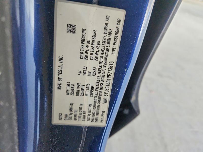 5YJ3E1EB1PF713516 2023 TESLA MODEL 3 photo no. 12