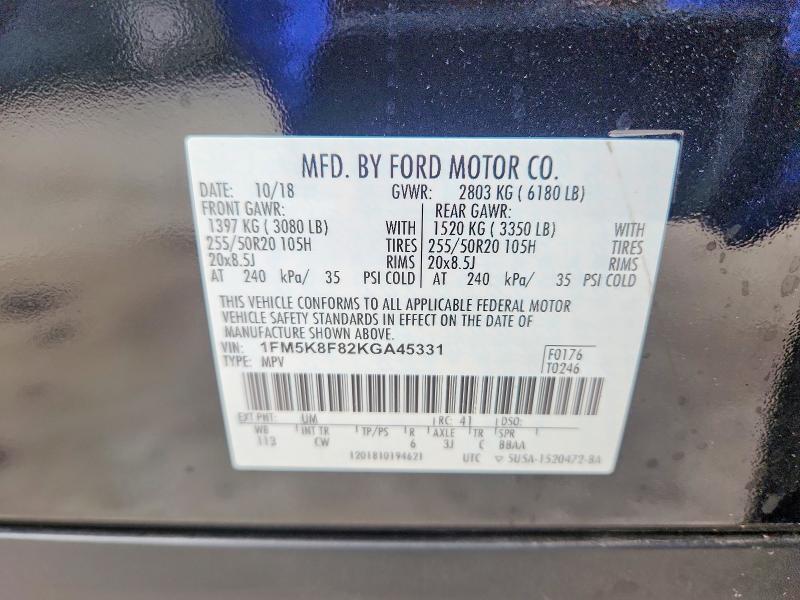 2019 FORD EXPLORER LIMITED — Фото 13 из 13