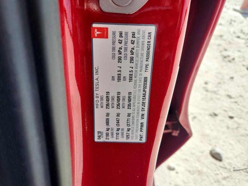 5YJ3E1EA6JF020309 2018 TESLA MODEL 3 photo no. 12