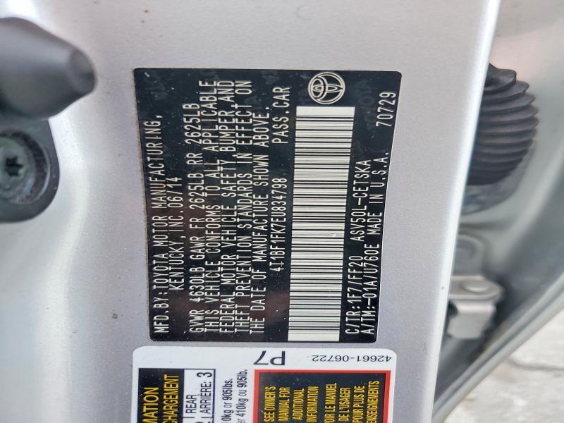 2014 TOYOTA CAMRY SE — Фото 13 из 13