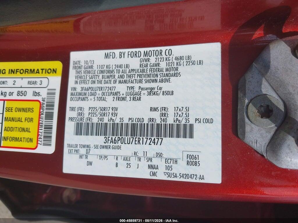 3FA6P0LU7ER172477 2014 FORD FUSION HYBRID photo no. 9